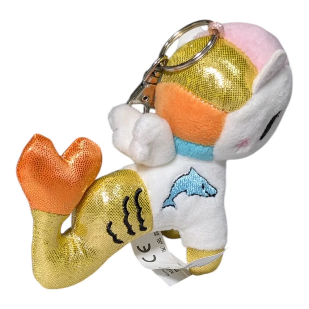 Tokidoki Perla Mermicorno Plush Keychain Sparkly White Body Dolphin-Themed Tail